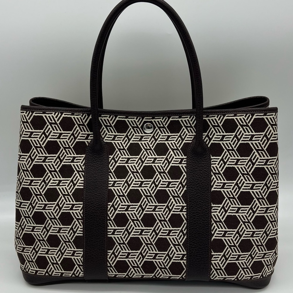 Authentic Hermès canvas/ brown leather Garden party 36 - Picture 6 of 17